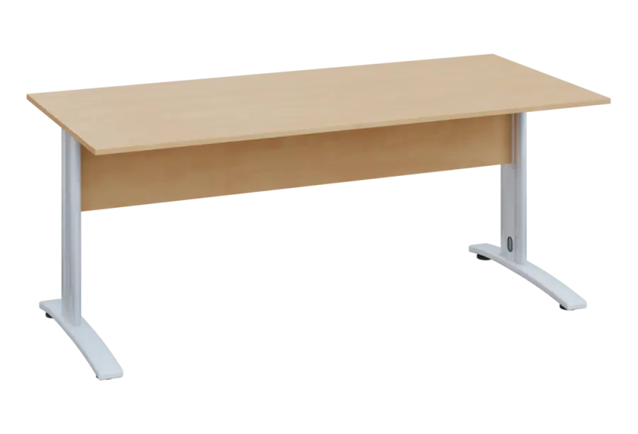 EPK 18 - 18 stůl kancelářský, kovová podnož bílá, deska 18 mm, široký 1800 mm, bříza irská